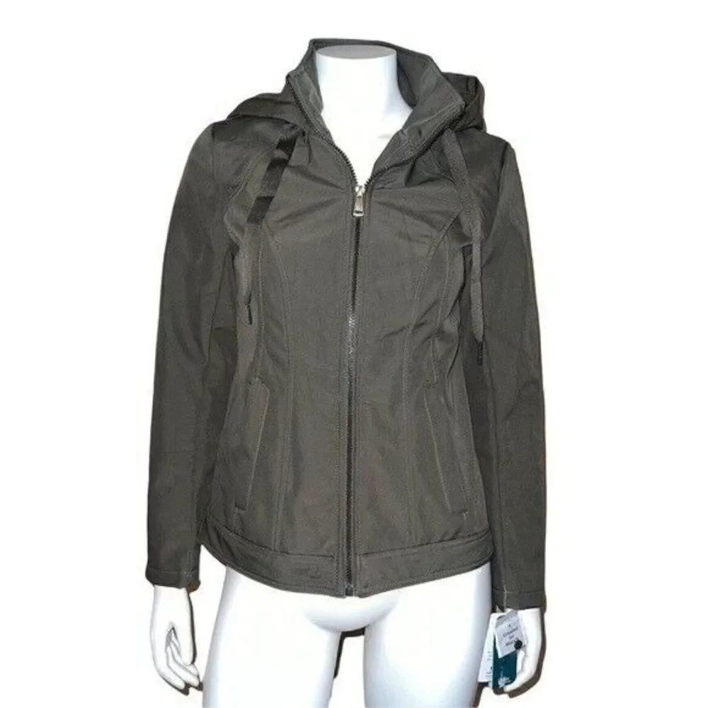 Sebby Juniors Olive Hooded Zippered Rain Jacket Medium NWT